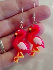 Hot Pink 2D Flamingo Earrings