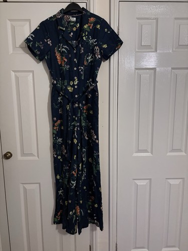 Ladies navy floral 100 linen - 100%,
