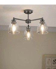 Next Pewter Grey Bergen / Brompton 3 Light Flush Fitting Ceiling Light