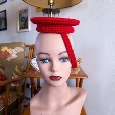 Vintage 1940s hat red tilt - hat, |
