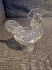 Vintage Glass Cockerel Rooster Chicken Kitchen Storage Container Jar