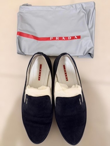 Prada slip suede navy - slip-on,