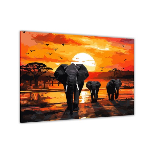 African sunset elephants - sunset,