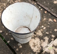 Vintage Enamel White Bucket