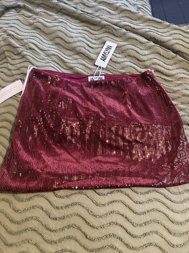 Amylynn sequin burgundy skirt - sequin,