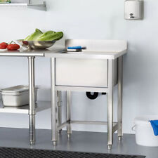 Stainless Steel Catering Sink Commercial Kitchen Wash Basin Sinks Table & Waste