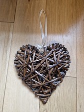 Dark Brown Wicker Hanging Heart Decoration Wall Ornament