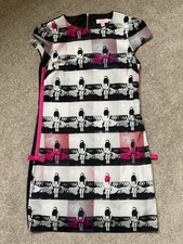 TED BAKER ladies black and pink Ballerina Theme dress size ONE