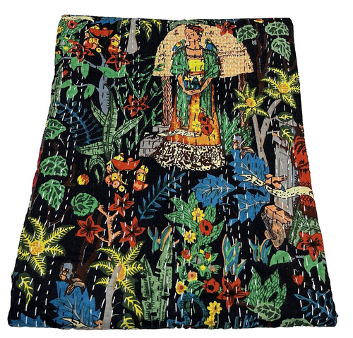 Indian kantha quilt bedspread - quilt,