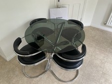 Vintage Diner Set Circa 60s / 70s . Glass Table In Smoke Glass.