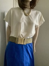 Vtg C&A Ivory Silky Cap Sleeve