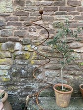 Rusty Metal Garden Ornaments, Spring Climber Stake 2m, Spiral Support for Plants