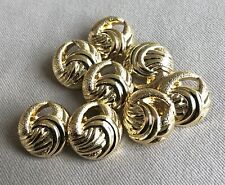 8 Fancy Shiny Gold Knot Design Buttons, Textured, Shank, 18mm, Matching Set