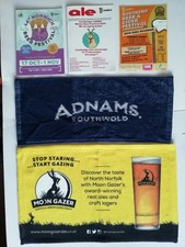 CAMRA BREWERIANA COLLECTABLES,MOON GAZER 49 X 30 cm & ADNAMS BAR TOWELS & ITEMS.