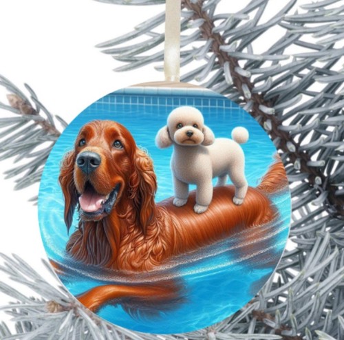 Red setter dog hanging bauble - red,