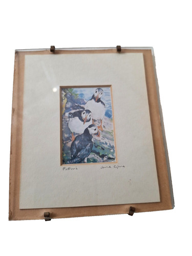 Puffins watercolour painting - watercolour,