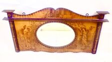 Antique Art Nouveau Pokerwork Pyrography Overmantle Wall Mirror. Unusual.