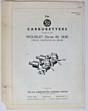The SU Carburetters WOLSELEY (Series III) 18/85 - Vintage Workshop Pamphlet 