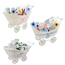 Newborn Boy & Girl Baby Shower Party Gifts Basket Hamper Small Wicker Stroller