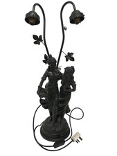 Vintage Resin Double Bulb Table Lamp Figurine Two Women Lady Sculpture Antique