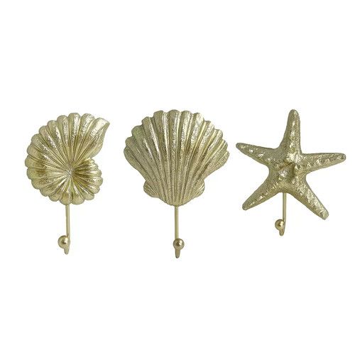Gold seashell starfish - seashell,