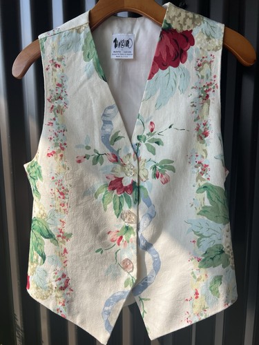 Vintage floral jacquard vest - floral,