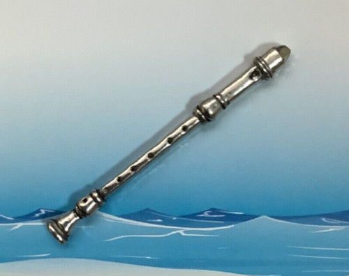 Recorder silver pewter pin - silver,