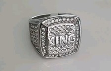 Mens Silver Bling "KING" ring