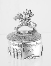 Lovely Mint in Box Silver Scenes Rocking Horse Teddy Bears Trinket Box