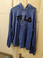 Men's FILA  3/4 zip hooded Velour Tracksuit Jacket  L.