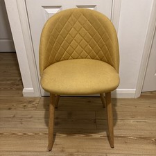 Dunelm Mustard Yellow Gold Fabric Tub Chair Dining Occasional Wooden Legs