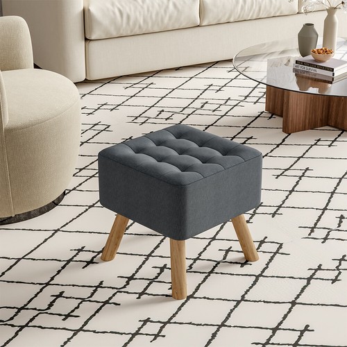 Square fabric sofa - fabric, footstool