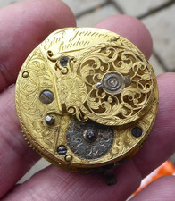 LONDON EDWARD GENNER GENTS FUSEE VERGE  SQUARE PILLAR POCKET WATCH MOVEMENT