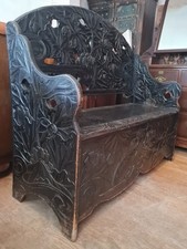 Antique Carved Hardwood Settle