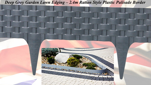 Deep grey garden lawn edging - deep,
