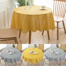 Cotton Linen Printed Fabric Tablecloth Round Garden Dining Table Cover Cloth