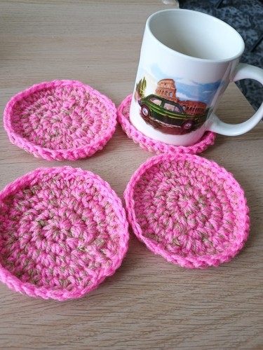 Pink crochet coasters - crochet,