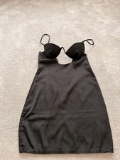 Oh Polly Black Satin Dress