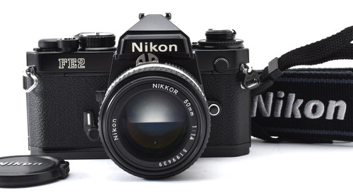 Nikon fe2 black 35mm film - fe2,