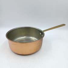 Copper Sauce Pan Pot With Brass Handle Vintage Cooking Pot Good Heat Conductor