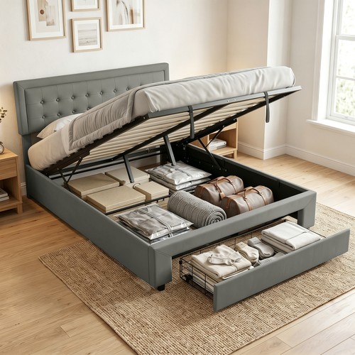 Leather king size bed - leather,