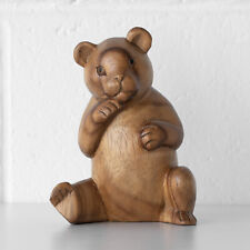 Small Wooden Shy Teddy Bear