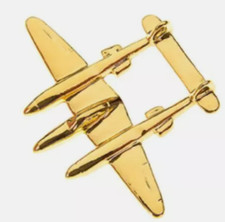 Lightning P38 Pin Badge ave.25mm finished 22 carat gold plate plane