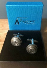 CLAYS CLAY PIGEON TROPHY 50 PEWTER CUFFLINKS IN PRESENTATION GIFT BOX NEW 