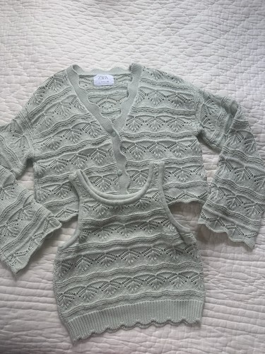 Zara green knit cardigan - , twin