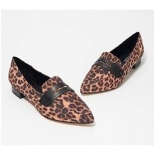 NWT Marc Fisher Feud Pointy Toe Penny Leopard Loafers Size 6
