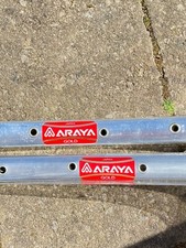 VGC - GENUINE KEIRIN ARAYA GOLD RIM PAIR - 36 HOLE NJS 700C TUBULAR *A354