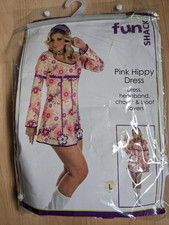 Fun Shack 1960s 1970s Flower Pink Hippy Hippie Womens Costume Fancy Dress