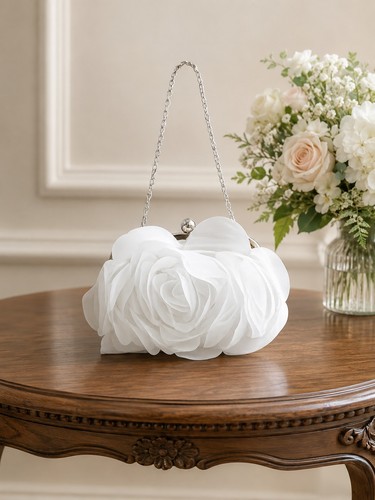White ladies flower clutch - white,