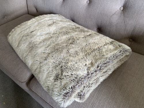 Faux fur grey throw - fur, 62"
